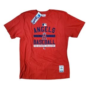 🆕️ LOS ANGELES ANGELS Shirt MAJESTIC Triple Peak MLB Baseball